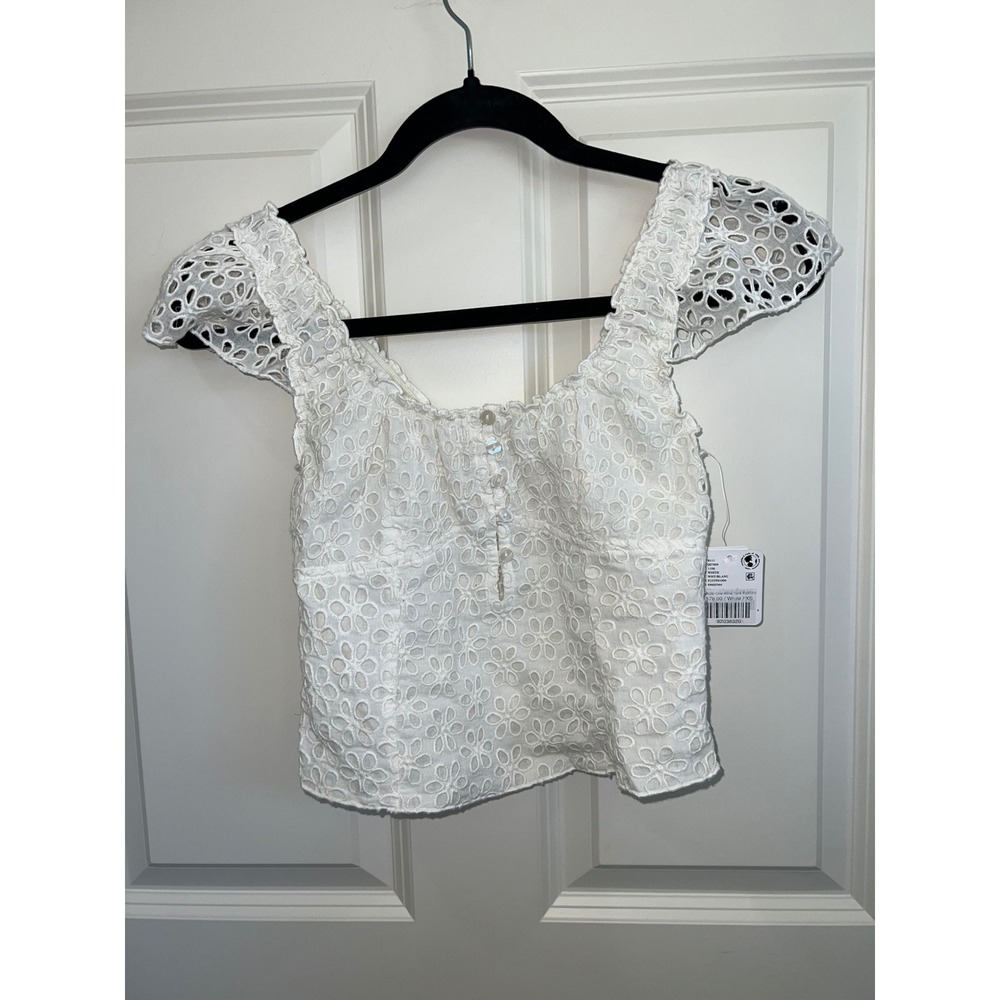 NWT Free People Alma Eyelet Cotton Tank Top White Size XS